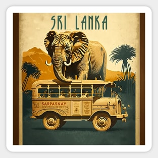 Sri Lanka Safari Vintage Travel Art Poster Sticker